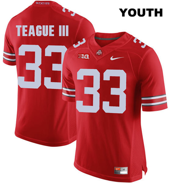 Ohio State Buckeyes Youth Master Teague #33 Red Authentic Nike College NCAA Stitched Football Jersey QD19S31OF